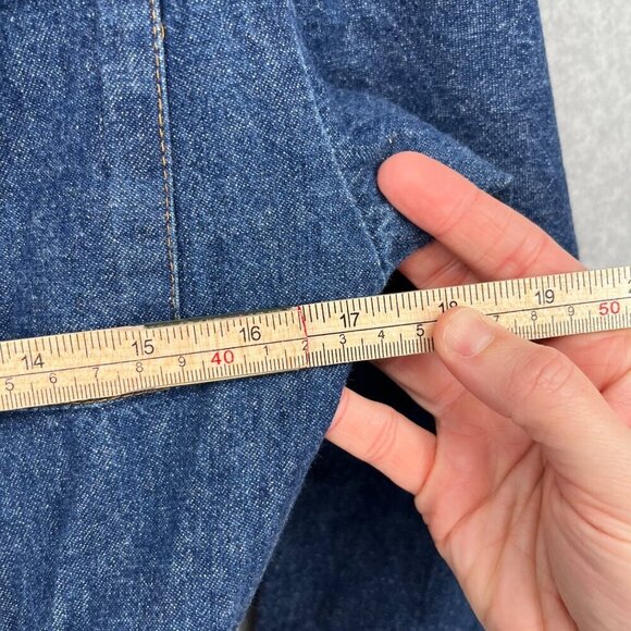 Ransom Vtg 70s Midi Denim Dress Size 6 Dark Blue Wash Snap Front Pockets Modest - Picture 12 of 14